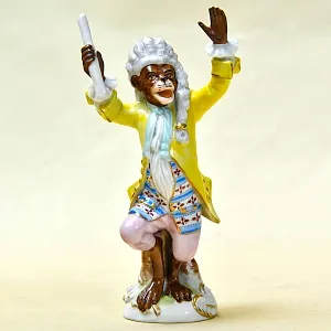 Редкая! Коллекционая Фарфоровая Статуэтка «Обезьяна - Дирижер» Scheibe-Alsbach Германия 50 гг.