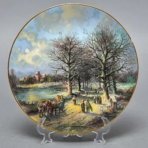 Коллекционная Фарфоровая тарелка «Деревенская дорога», Tirschenreuth Германия - 1988 год. 