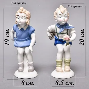 Парные Фарфоровые статуэтки «Дети. Мальчик и Девочка», Wagner & Apel Lippelsdorf Германия, 1949 - 1951 годы. 