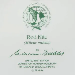 Коллекционная Тарелка «Красный Коршун» Фарфор Лимож Limoges Франция 1984 год.