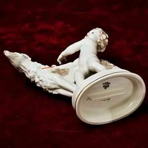 Антикварная Фарфоровая Статуэтка «ПУТТИ И СОБАКА БОРЗАЯ», ROSENTHAL Германия - 1934 год.