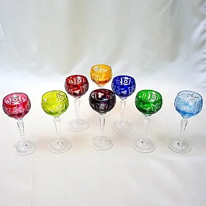 Полный Набор, все 8-мь Цветов! Хрустальные Бокалы для Вина серия «Виноград», NACHTMANN Германия.