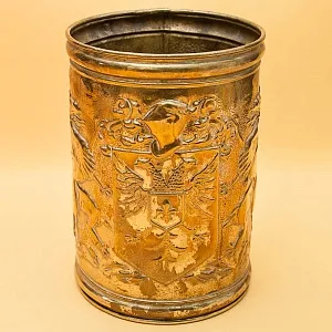 Винтажное Латунное Ведёрко для охлаждения шампанского или вина «Рыцарский Герб», Англия 50 гг. 