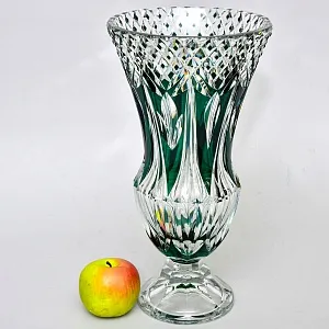 Редкость! Ваза на ноге Зелёного Цвета, Хрусталь VAL SAINT LAMBERT Бельгия 50гг.