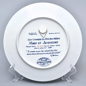 Коллекционная Фарфоровая тарелка «Мари и Жаклин. День матери», Henri d'Arceau Limoges Франция.