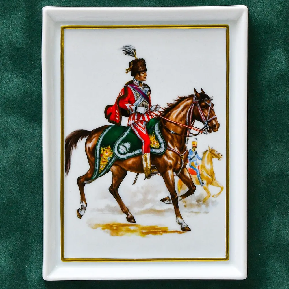 Картина - Панно - Фарфоровая Плакетка из коллекции «Кавалеристы ХIХ века», Германия.