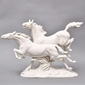 Большая Фарфоровая Статуэтка «БЕГУЩИЕ ЛОШАДИ», Hutschenreuther Германия, вторая половина ХХ века.