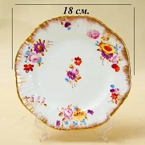 Антикварный Фарфоровый Десертный набор тарелок «Летний сад», Англия, конец ХIX - начало ХХ века.