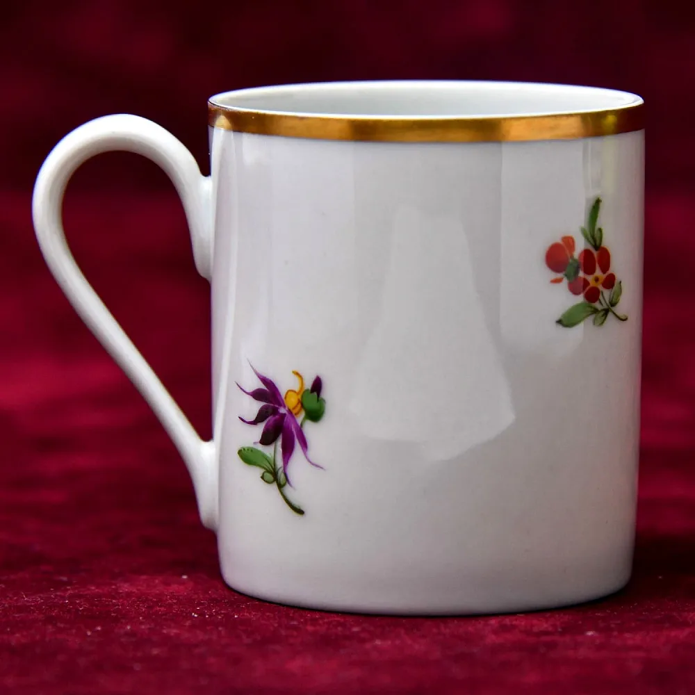 Редкость! Коллекционная Кофейная Пара «Садовый букет», фарфор Hochster Porzellan, Германия - 1947 год.