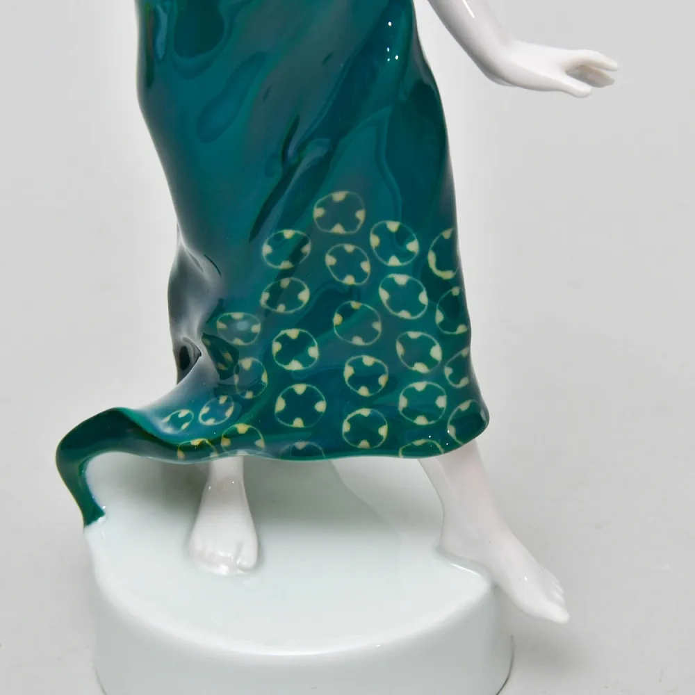 Редкость! Антикварная Фарфоровая Статуэтка «Танцовщица в зеленой юбке», ROSENTHAL Германия - 1918 год.