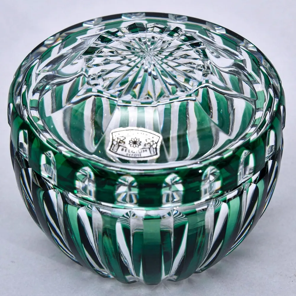 Винтажный Парфюмерный Набор из 3-х предметов, Цветной Хрусталь VAL SAINT LAMBERT, Бельгия.