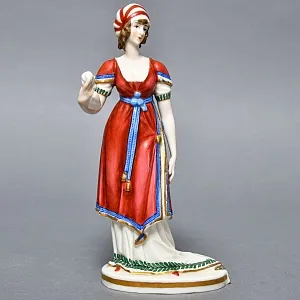 Антикварная статуэтка «Девушка в тюрбане», Фарфор, Dressel, Kister & Cie Германия, 1900 - 1922 годы. 