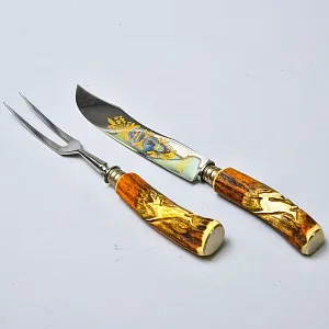 Набор для Барбекю «Охота» - Нож и Вилка, Германия, Klaus Tragbar Solingen, 60 -е гг.