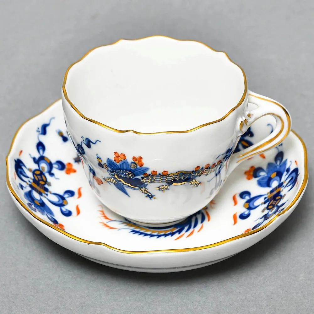 Коллекционная Кофейная пара «Синий Дракон», Фарфор, MEISSEN Германия, первая половина ХХ века.
