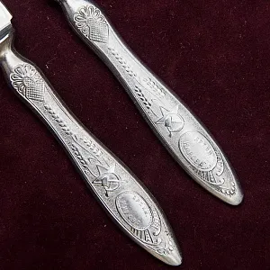 Редкость!!! Набор Столовые Ножи - Вилки «Серп и Молот» 6 пар, Нержавеющая сталь, СССР 50гг.