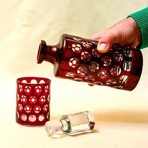 Набор для Виски Графин и Стаканы «Таüsend Aügen» Цветной Хрусталь, WMF Crystal Cabinet Германия.