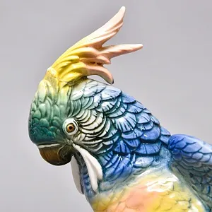 Птица - Коллекционная Статуэтка «Сине-Желтый Какаду на ветке», фарфор Karl Ens Германия 50 гг. 