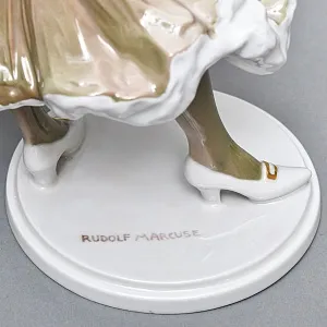 Антикварная Фарфоровая статуэтка «Карнавал. Девушка с лютней», Rosenthal Германия - 1914 год. 