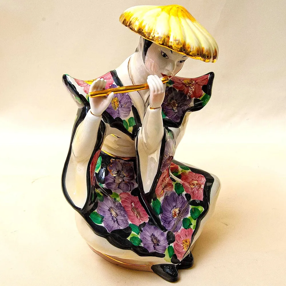 Парные Статуэтки «ДУЭТ - КИТАЙСКИЕ МУЗЫКАНТЫ», Фаянс CIA MANNA, Италия 70 гг.