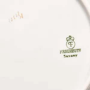 Десертный Набор из 4-х Фарфоровых Тарелок «Изысканные угощения и попугай» Fraureuth Германия, 1910 - 1926 гг.