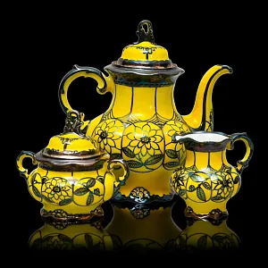 Редкость! Кофейный набор из 3-х предметов «Серебряный узор», Фарфор Hutschenreuther Германия, 1939-1945 годы.