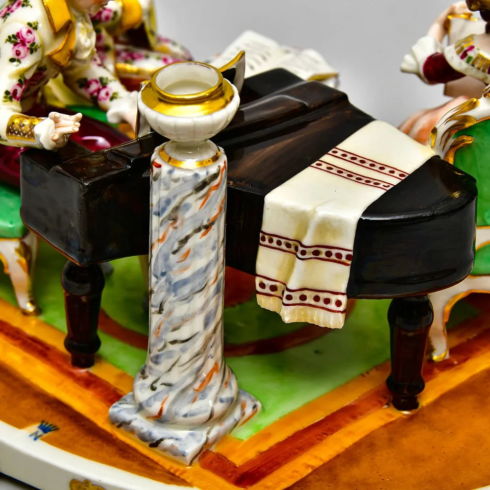 Антикварная Фарфоровая Статуэтка - Подсвечник "Музыкальное Трио", Ernst Bohne Sohne Германия.