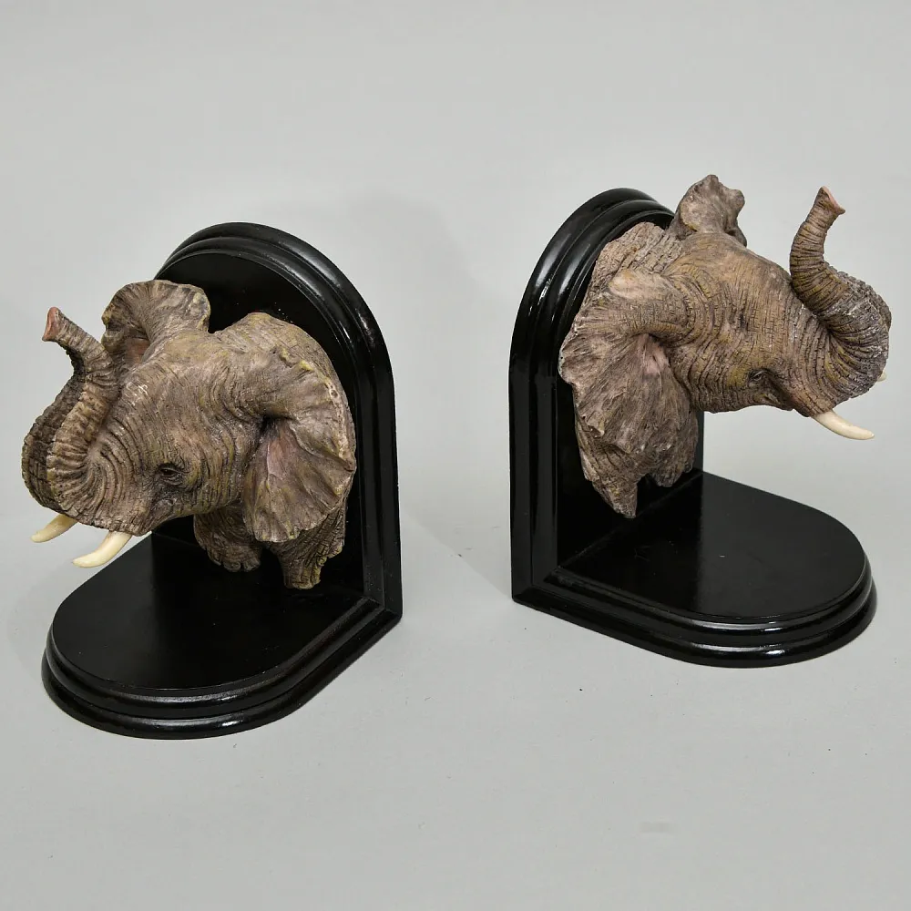 Букенды - Держатель - Ограничитель - Подставка для книг «Слоны», Дерево, Полимер. Германия - вторая половина ХХ века.
