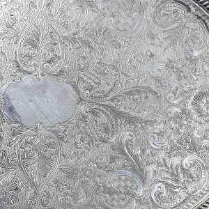 Большой Сервировочный Металлический Поднос, Silverplate, SHEFFIELD Англия начало ХХ века.