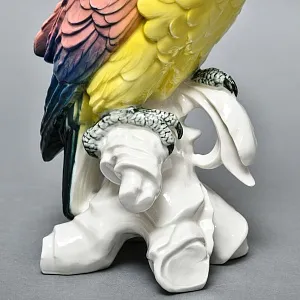 Большая Фарфоровая Статуэтка «Птица. Желто - Розовый Какаду» Н -36 см., Karl Ens Германия, 50-е годы.