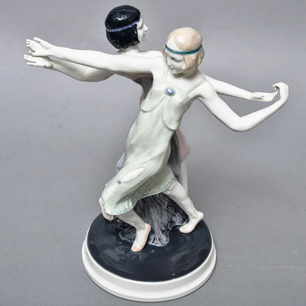 Антикварная Фарфоровая статуэтка «Танцующие девушки», Karl Ens Германия, первая половина ХХ века. 