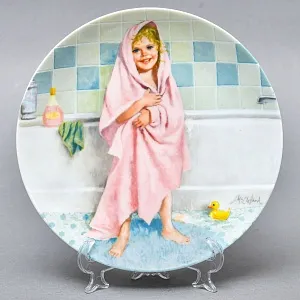 Коллекционная Фарфоровая Тарелка «День девочки Бекки. Купание», RECO США - 1986 год. 