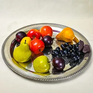 Антикварный круглый Поднос с бортиком, Мелталл Silverplated, SHEFFIELD Англия.