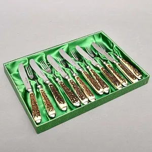 Редкость! Большой Сервировочный Набор для стейка «Охота», Германия, ANTON WINGEN Solingen, 50 -е гг.