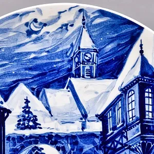 Коллекционная Настенная Тарелка - Блюдо «Рождественский пейзаж»,Фарфор MEISSEN Германия - 1975 год. 