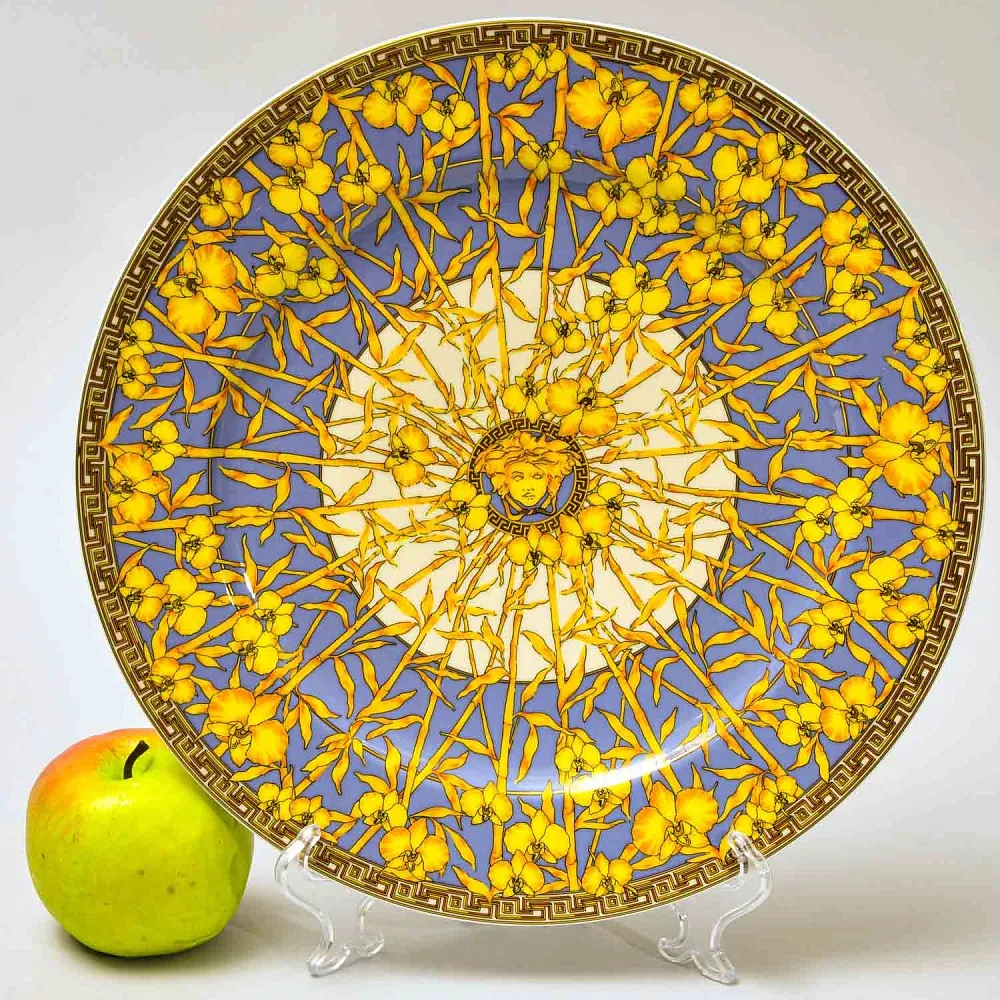 «Floralia Medusa Gold» - Коллекционная Фарфоровая Тарелка - Блюдо, VERSACE, Rosenthal Германия - 1980 год.