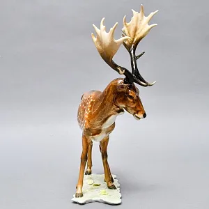 Коллекционная Фарфоровая статуэтка «Пятнистый Олень», Hutschenreuther Германия.