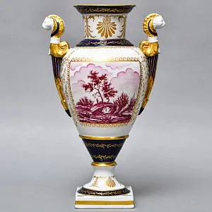 Коллекционные Парные Фарфоровые Вазы в стиле Ампир, Giulia Mangani Италия, середина ХХ века. 