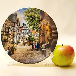 Коллекционная Тарелка «Рыночная площадь в Хомберге» Фарфор VOHENSTRAUSS, Германия -1990 год.