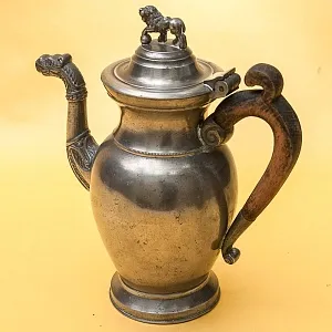 Антикварный Классический Оловянный Кофейник на 1,2 литра. Бельгия, ХIХ век.