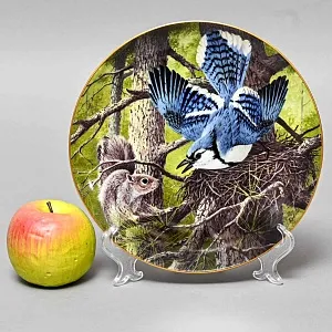 Коллекционная Тарелка «Голубая Сойка - Защита гнезда» Фарфор, Franklin Porcelain США -1983 год.