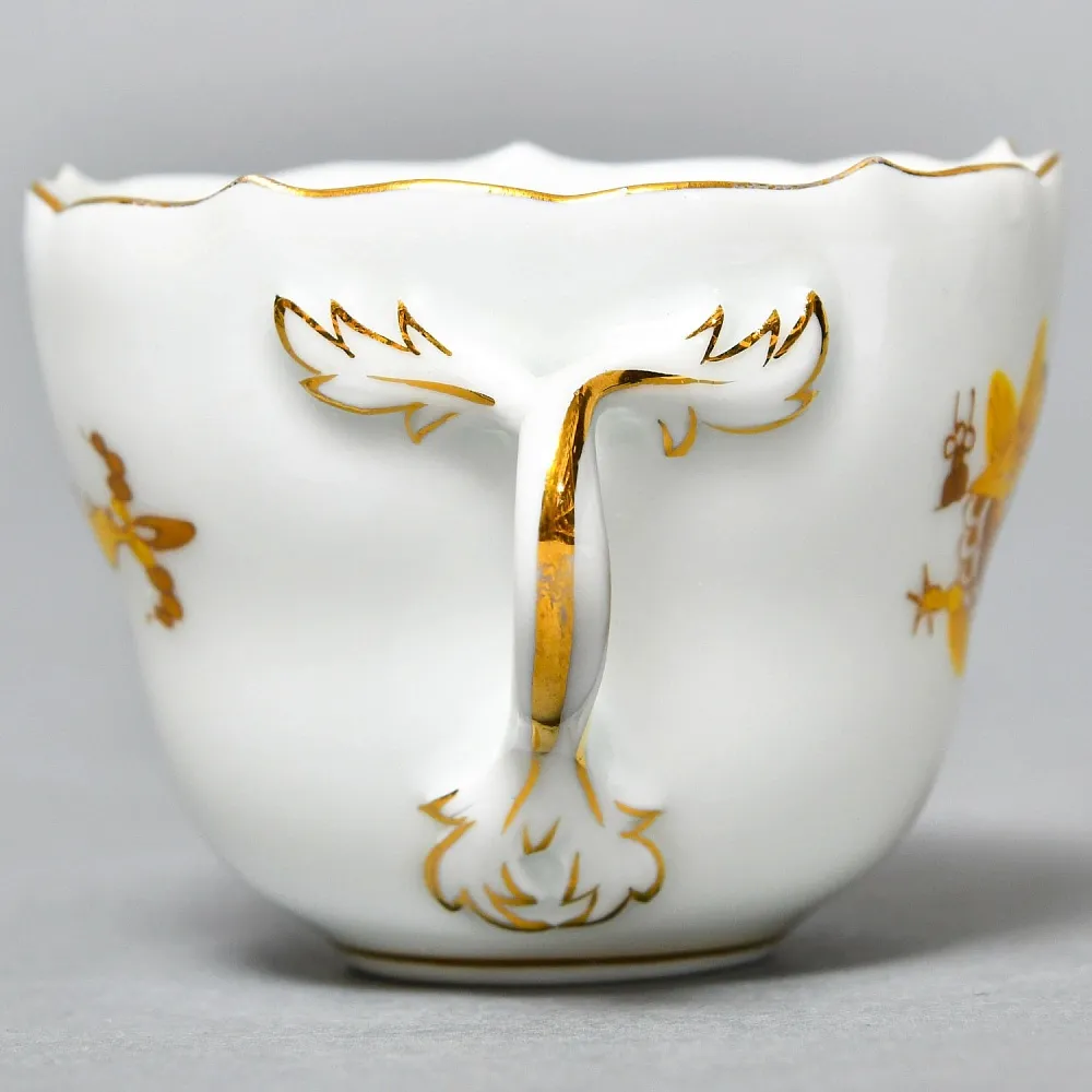 Коллекционная Фарфоровая Кофейная Пара «Золотой Дракон», MEISSEN / МЕЙСЕН Германия.