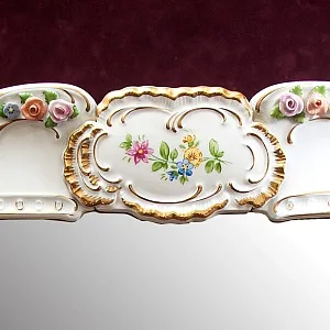 Настенное Фарфоровое Зеркало 37,5 см. х 36 см. LINDNER Kups Bavaria, Германия 60гг.