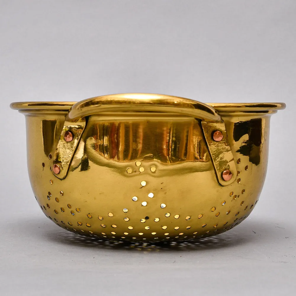 Антикварный Глубокий Латунный Дуршлаг - Сито - Сотейник Франция начало ХХ века.