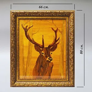 Редкость! Большое Деревянное Панно - Картина «Охота - Олень» СССР - 1978 год.