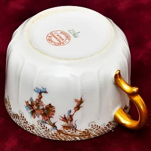 Антикварная Чайно-Кофейная пара + Тарелка (тройка), Фарфор Limoges Франция, 1876 - 1896 годы. 