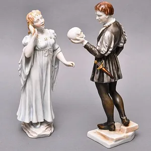 Редкость! Парные Фарфоровые статуэтки «Гамлет и Офелия», HEREND Венгрия - середина ХХ века.