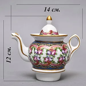 Антикварный Заварочный Чайник на подставке «Цветочная симфония», Франция - первая половина ХХ века. 