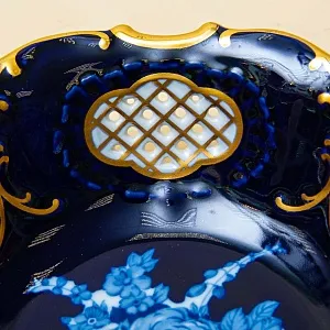 Фруктовница - Сухарница - Блюдо «Голубая Роза», Фарфор PirkenHammer Чехословакия, конец ХХ века.