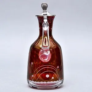 «Рубиновый Хрусталь» - Кувшин - Графин с оловянной крышкой, Ручной работы, Германия, 60 гг.