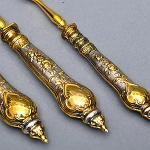 Антикварный Набор для Подачи и Сервировки Закусок, 4 предмета, Дрезден Германия 1922-1925 гг.